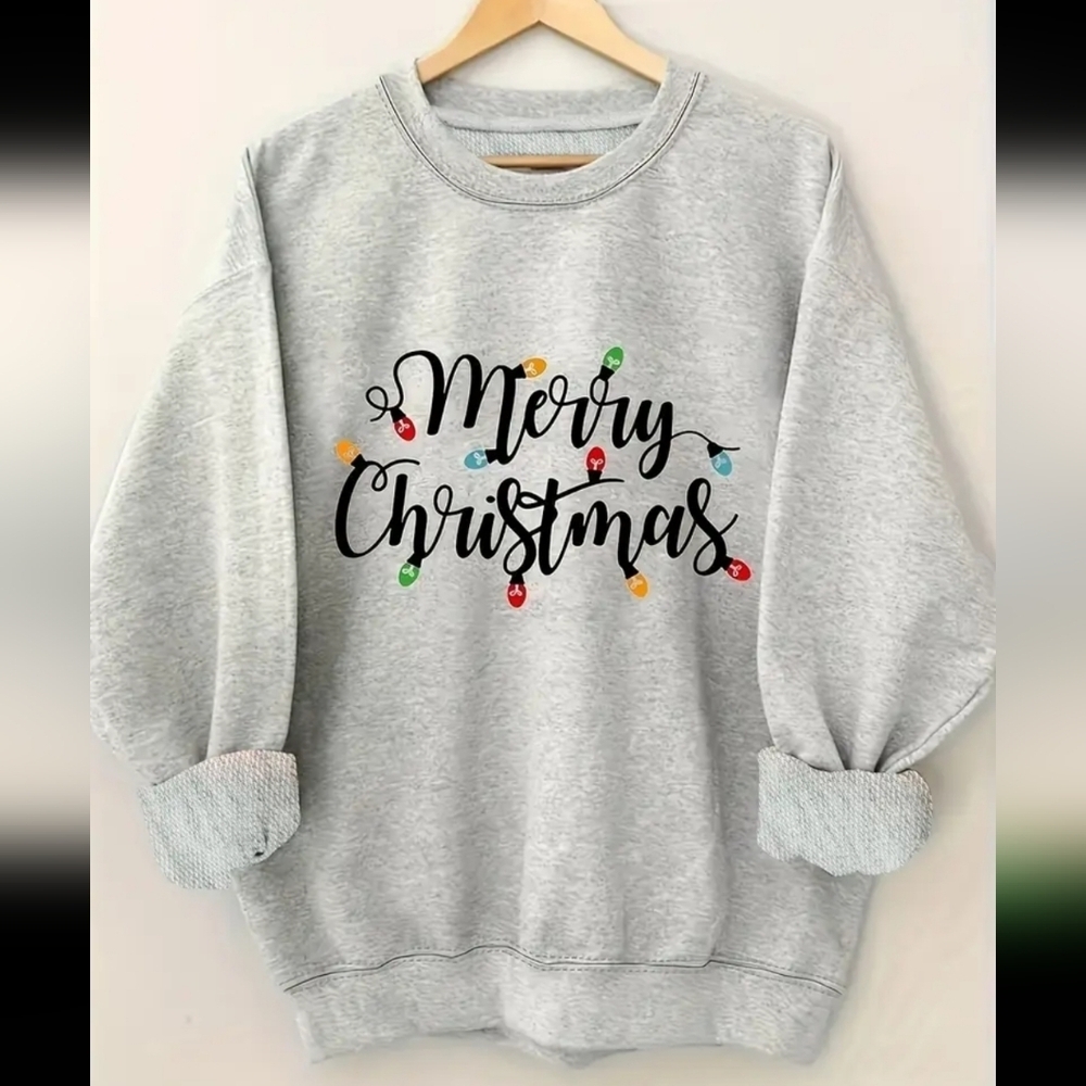 NEW! Round Neck Sweater with Merry Christmas Print Sz XXL